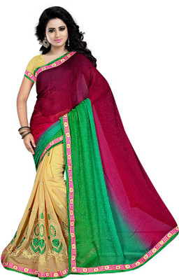 

Indian Wear Online Embroidered Fashion Georgette Saree(Maroon)