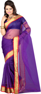 

Sanju Sarees Self Design Kota Doria Tissue Saree(Blue)