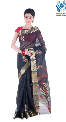 

Tantuja Woven Tangail Cotton Saree(Black)