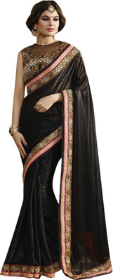 

Ishin Embroidered Fashion Lycra Saree(Black)