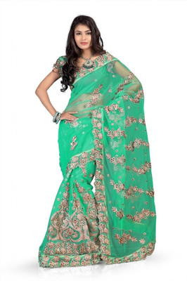 Chirag Sarees Self Design Fashion Net Saree(Light Green