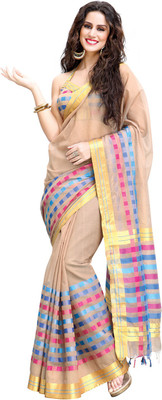 

Ishin Printed Fashion Cotton Saree(Beige)