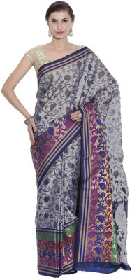 

AVR FASHIONS Floral Print Banarasi Silk Saree(Blue)