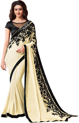 

Monika Silk Mill Solid Daily Wear Georgette Saree(Pink), Beige