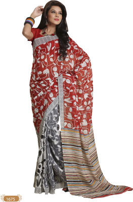 Hi-Choice Printed Daily Wear Art Silk Saree(Multicolor), Maroon