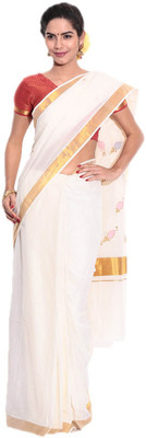 

Darps Self Design Balarampuram Cotton Saree(Multicolor), Cream