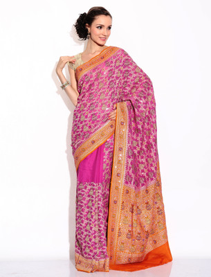 

Zain Textiles Woven Banarasi Chiffon Saree(Pink)