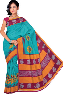 

Vardan Prints Printed Bollywood Art Silk Saree(Blue, Orange)
