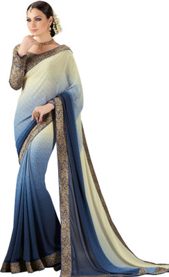 

Jiya Self Design, Printed Fashion Georgette Saree(Beige, Dark Blue)