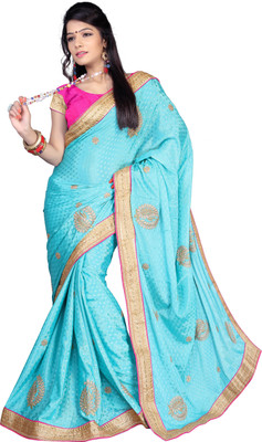 

BlackBlanketFab Self Design Bollywood Georgette Saree(Grey), Gray