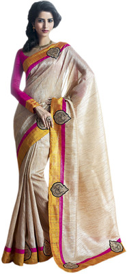 

Vishal Printed, Embroidered Fashion Art Silk Saree(Beige)