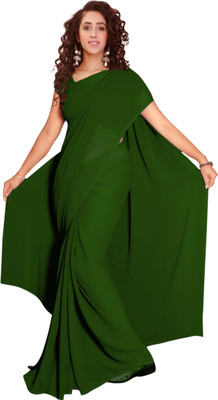 

Vardan Prints Plain Fashion Georgette Saree(Dark Green)