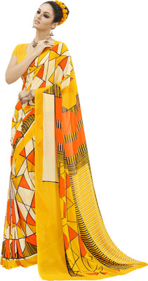 

Jiya Self Design, Printed Fashion Georgette Saree(Yellow)