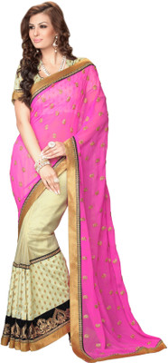 

Jiya Self Design, Embroidered, Embellished Fashion Georgette, Chiffon Saree(Pink, Beige), Beige;pink