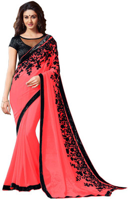 Kiran Saree Self Design Bollywood Georgette Saree(Pink)
