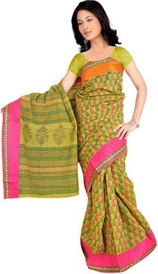 

Desi Butik Embroidered Fashion Chanderi Saree(Green)