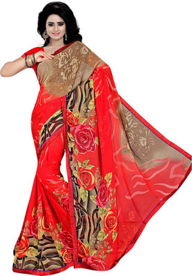 

Stylish Girls Printed Fashion Chiffon Saree(Red)