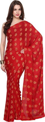 

Aksara Self Design Daily Wear Crepe Saree(Red)