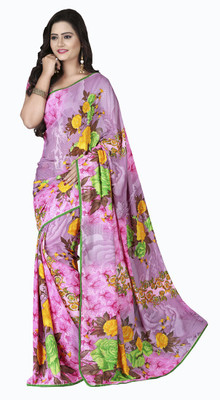 

Khoobee Floral Print Fashion Georgette Saree(Pink, Multicolor), Multicolor;pink