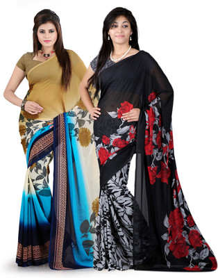 

Heena Printed Fashion Georgette Saree(Pack of 2, Multicolor)