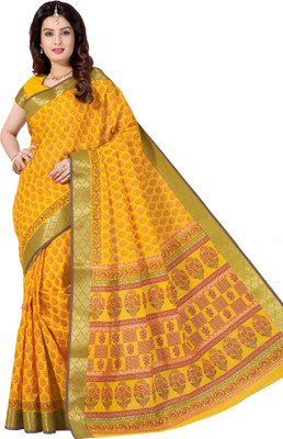 

M.S.Retail Printed Gadwal Cotton Saree(Yellow)