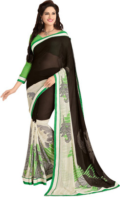 

Saara Printed Fashion Georgette Saree(White, Black)