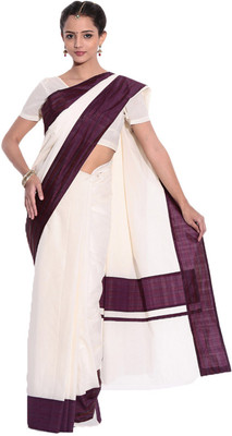 

Darps Self Design Balarampuram Cotton Saree(Multicolor), Cream