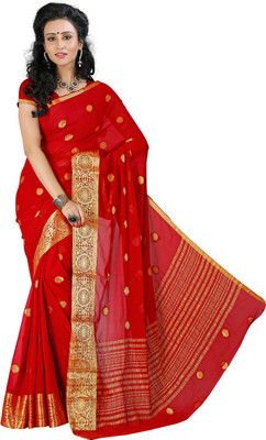 

Roopkala Silks Woven Mysore Chiffon Saree(Red)