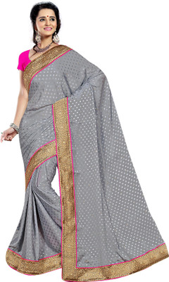 

Jiya Self Design, Embellished Fashion Jacquard Saree(Grey)