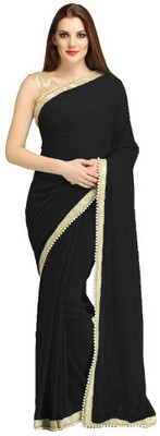 

Radhika Sari Self Design Fashion Georgette Saree(Black)