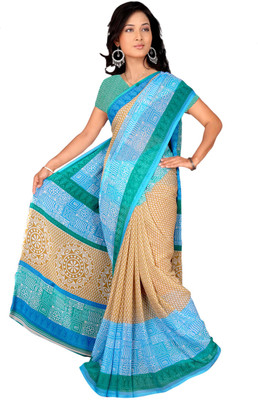 

Vardan Prints Printed Bollywood Chiffon Saree(Green, Beige), Beige;green
