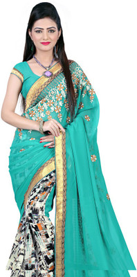 

Parisha Embroidered Daily Wear Georgette Saree(Green, Multicolor), Sea green & multi