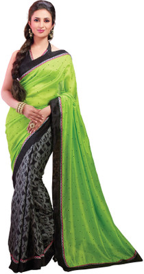 

Cenizas Solid Fashion Georgette Saree(Green)