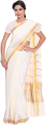 

Darps Self Design Balarampuram Cotton Saree(Multicolor), Cream