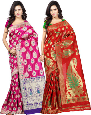 

Weavedeal Embellished Kanjivaram Silk Cotton Blend Saree(Pack of 2, Multicolor)
