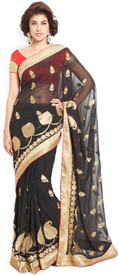 

Soch Embroidered Fashion Chiffon Saree(Black)
