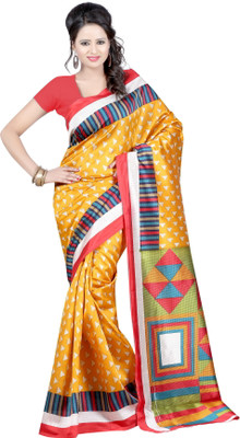 

Indrani Printed Bollywood Georgette Saree(Yellow, Red, Green), Multicolor