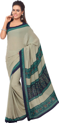 

Goodfeel Checkered Daily Wear Crepe Saree(Beige)