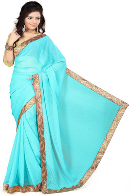 

Aai Shree Khodiyar Art Solid Bollywood Chiffon Saree(Multicolor)