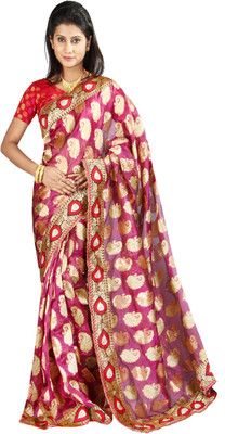 

Anushree Saree Self Design Fashion Chanderi Saree(Multicolor), Red;white