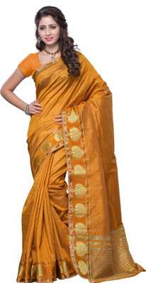 

Mimosa Solid Kanjivaram Handloom Tussar Silk Saree(Gold)