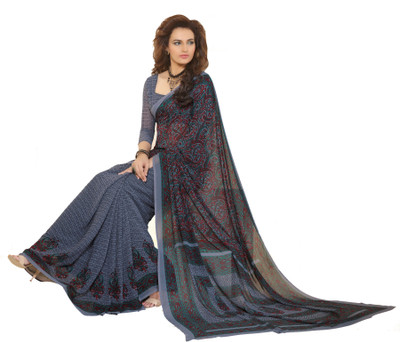 

Jiya Self Design, Printed Fashion Georgette Saree(Grey, Multicolor)