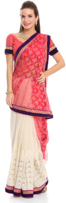 

Soch Self Design Fashion Net, Georgette Saree(Pink, White), Fuschia