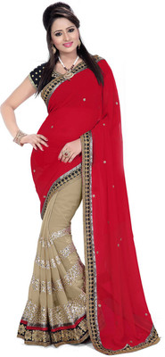 

Indian Wear Online Embroidered Fashion Georgette Saree(Red)