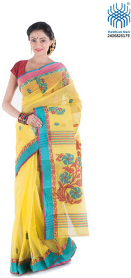 

Tantuja Woven Tangail Handloom Cotton Saree(Yellow)