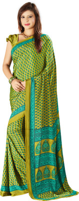 

Khoobee Printed Fashion Crepe Saree(Green)