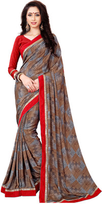

Khushali Self Design, Printed Fashion Crepe Saree(Brown, Grey)