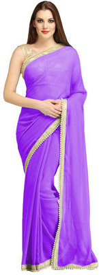 

Fashiondeal Solid Bollywood Georgette Saree(Purple)