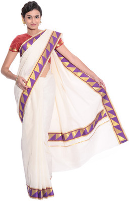 

Darps Self Design Balarampuram Cotton Saree(Multicolor), Cream