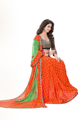 

Khoobee Self Design, Embroidered Fashion Georgette Saree(Light Green, Red, Yellow, Black), Black;light green;red;yellow